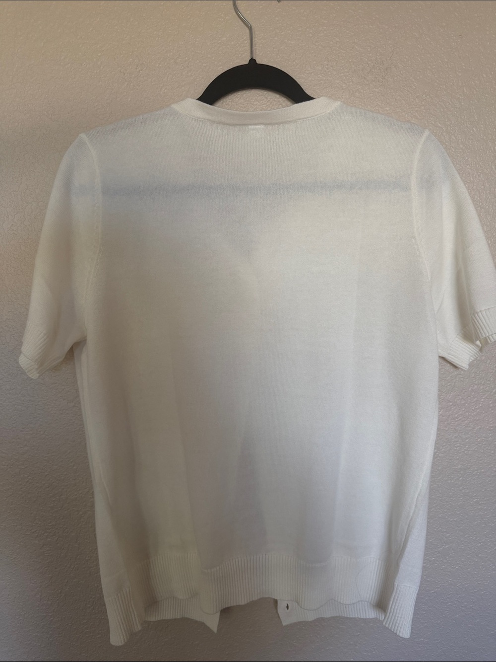 Classic Short-Sleeve Button Cardigan - Off White - Picture 4 of 6